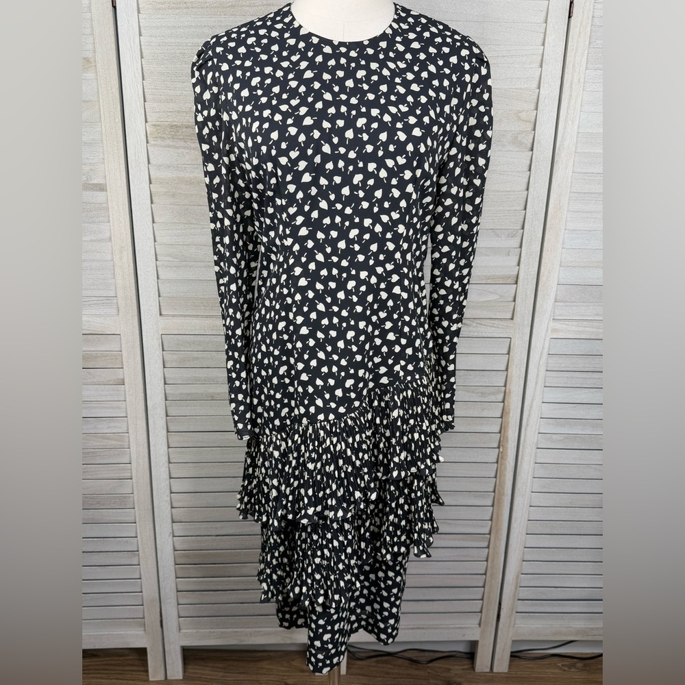 LIZ ROBERTS (by Mary Ann Lamonte) Vintage 80's Ruffle Hem Long Sleeve Dress-8